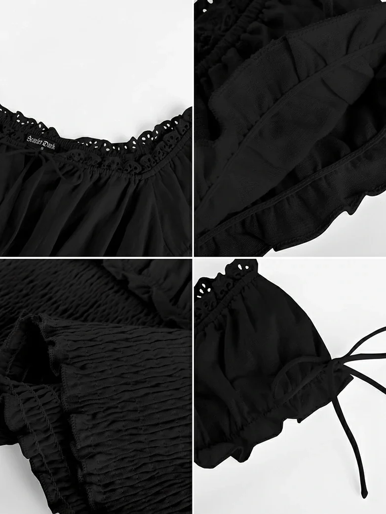 100% Cotton Renaissance Smocked Waist Peasant Tops - Image 12