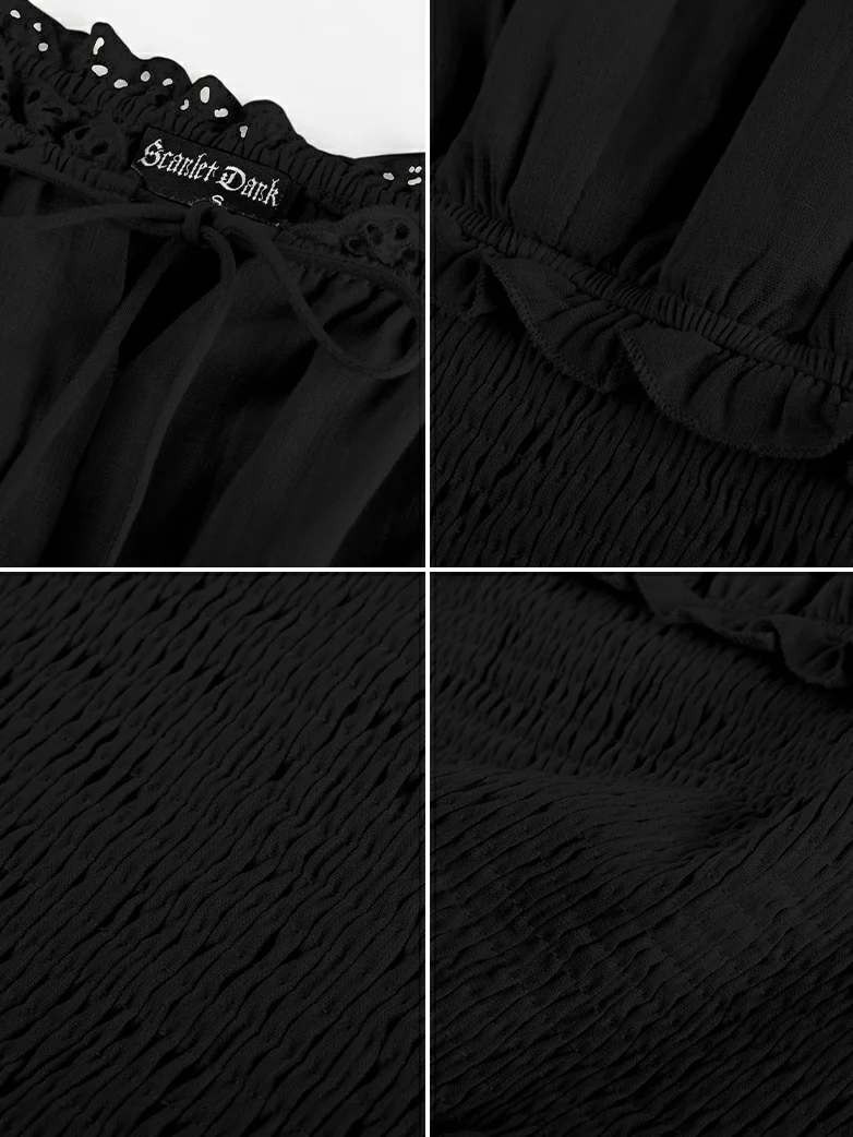 100% Cotton Renaissance Smocked Waist Peasant Tops - Image 13