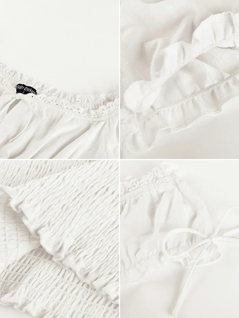 100% Cotton Renaissance Smocked Waist Peasant Tops - Image 17