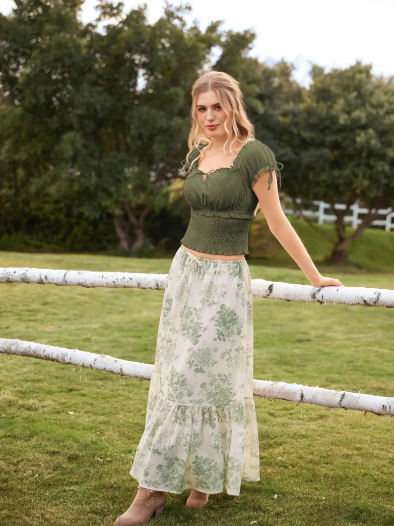 100% Cotton Renaissance Smocked Waist Peasant Tops - Image 29