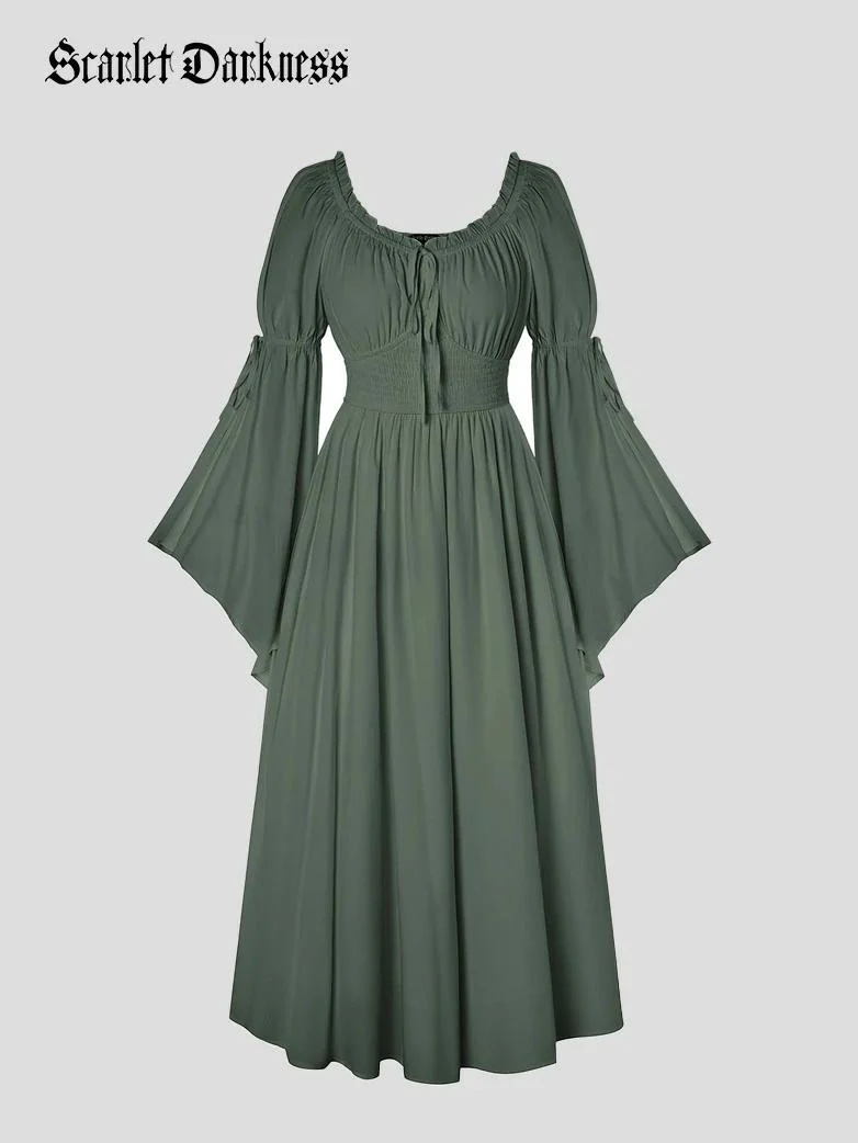 Renaissance Fairy Slit Sleeve Pockets Maxi Dress