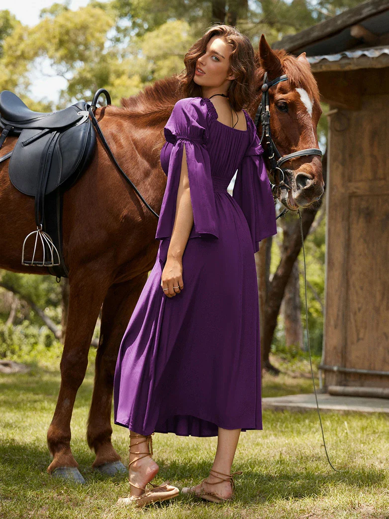 Renaissance Fairy Slit Sleeve Pockets Maxi Dress - Image 18