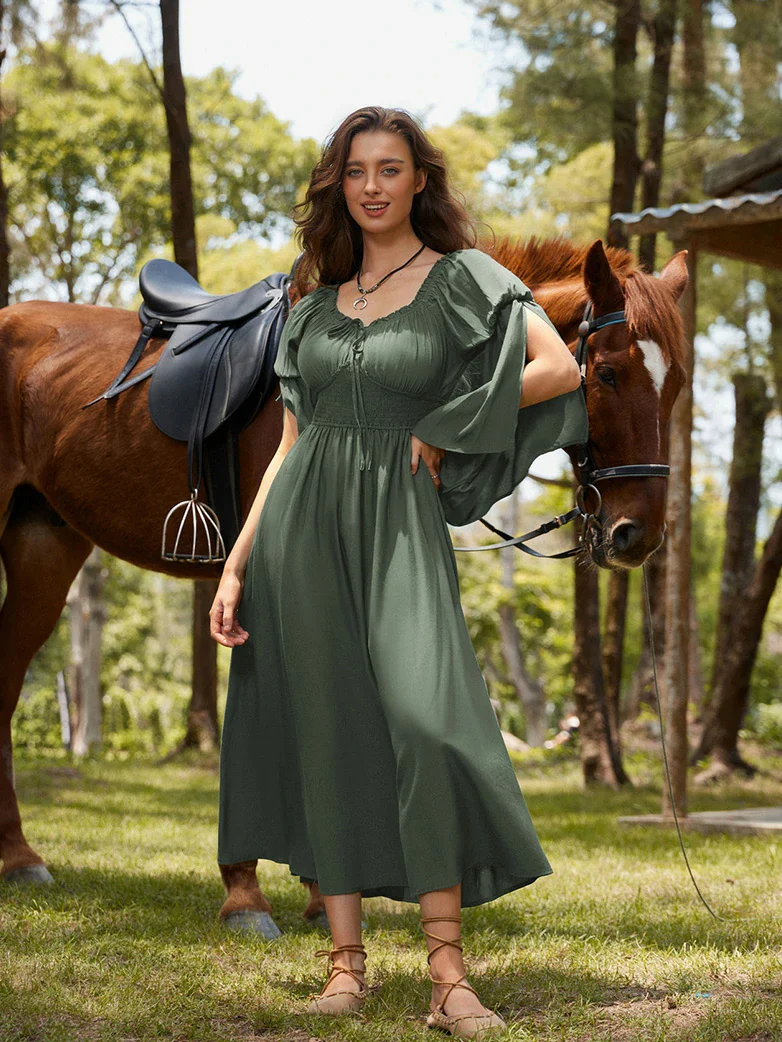 Renaissance Fairy Slit Sleeve Pockets Maxi Dress - Image 2