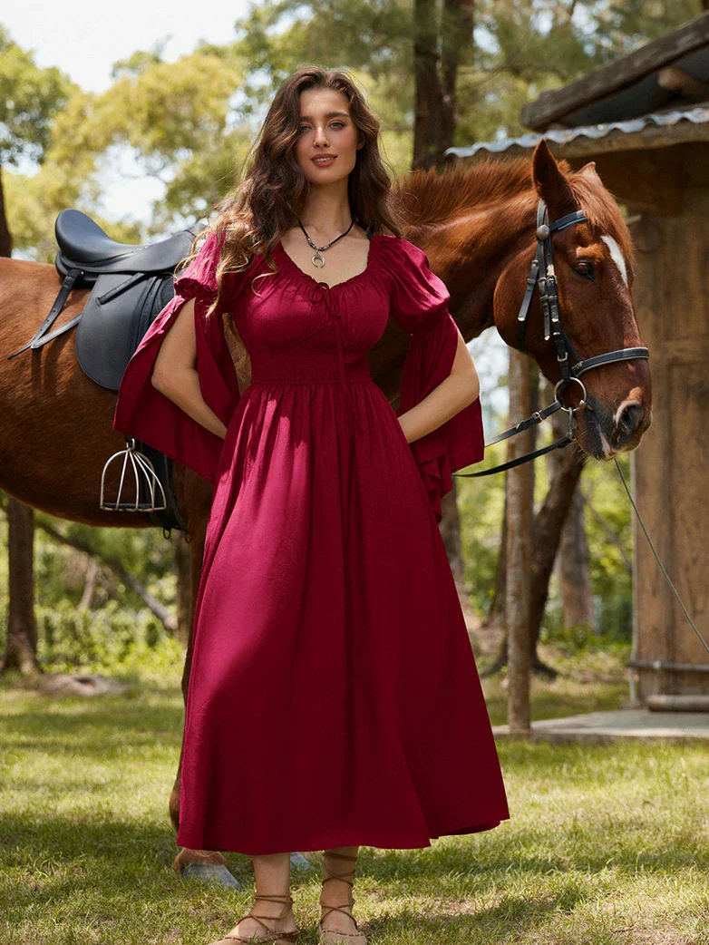 Renaissance Fairy Slit Sleeve Pockets Maxi Dress - Image 22