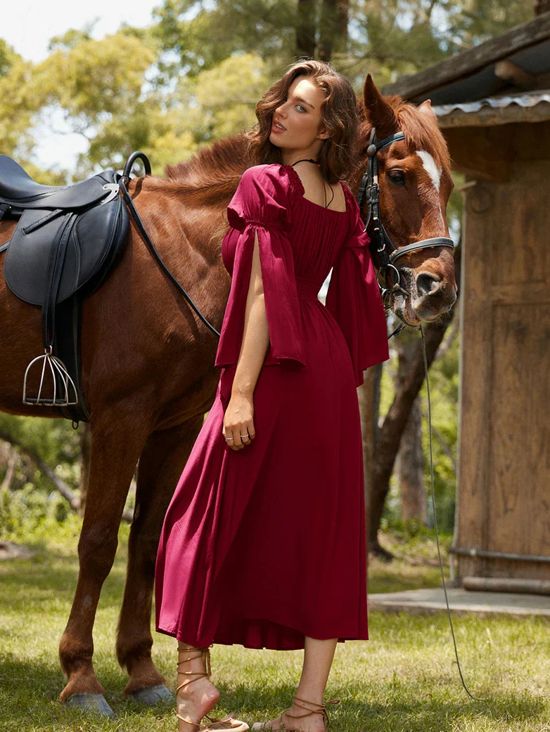 Renaissance Fairy Slit Sleeve Pockets Maxi Dress - Image 23