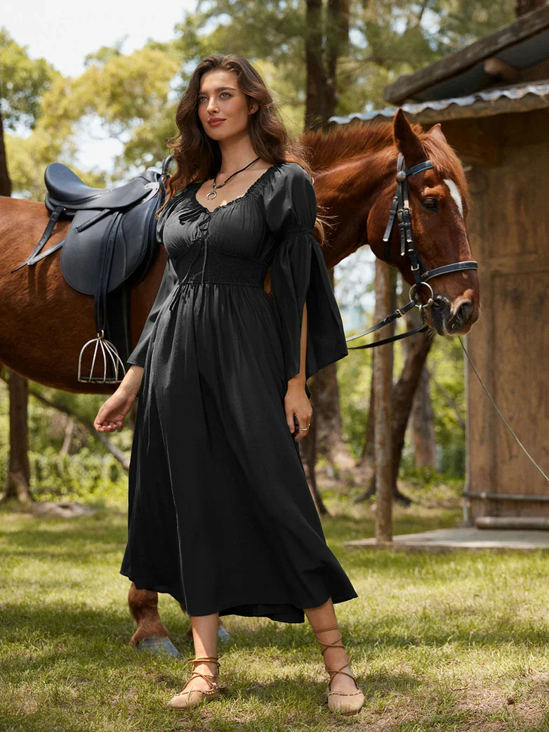 Renaissance Fairy Slit Sleeve Pockets Maxi Dress - Image 28