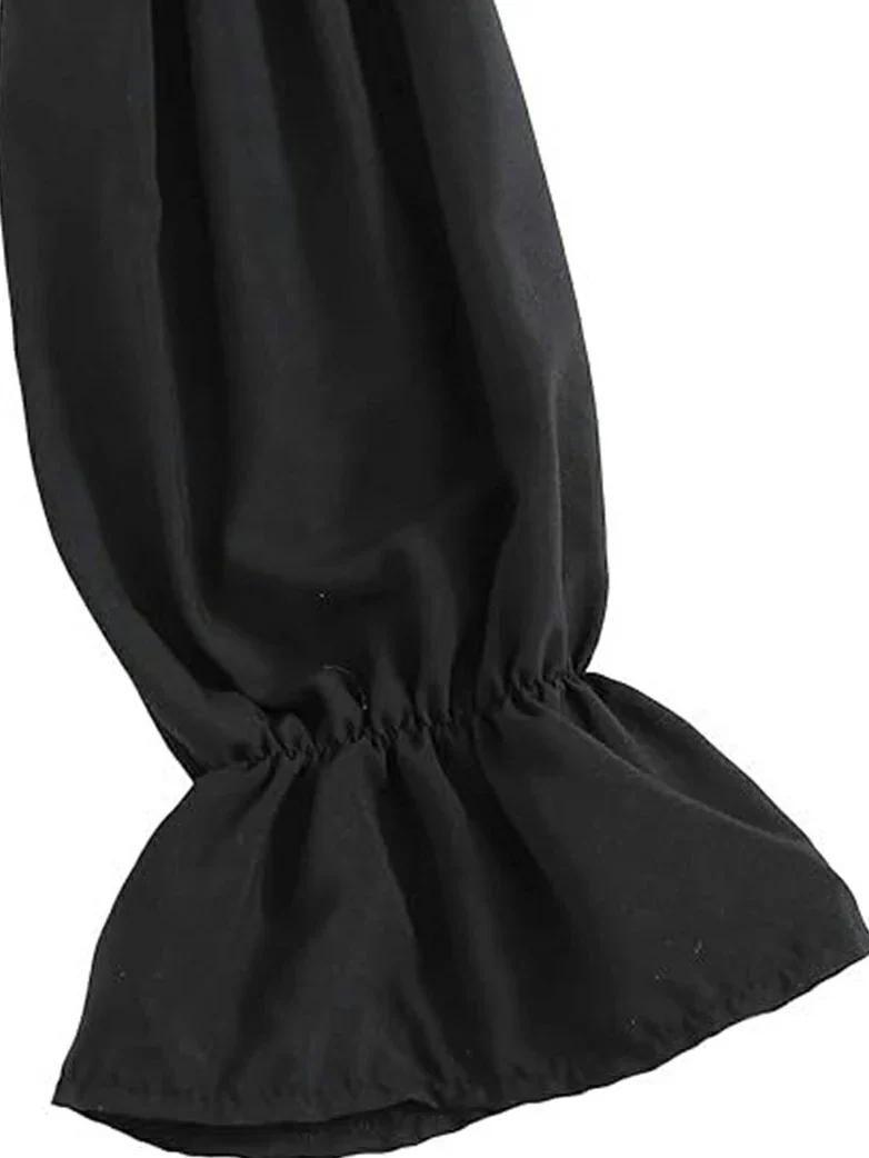 Women's Off Shoulder Ruffle Trim Puff Shirt Top - Image 11