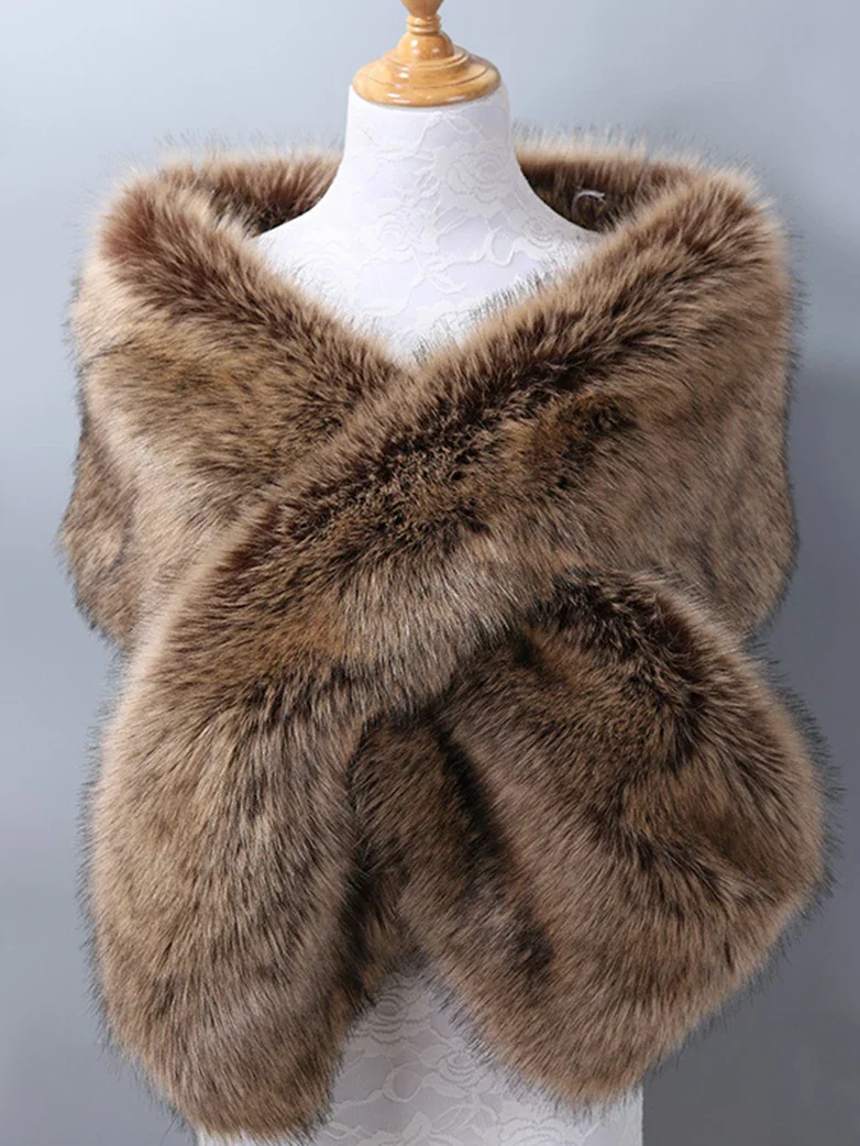 Winter Soft Faux Fur Thick Shawl/Coats for Women