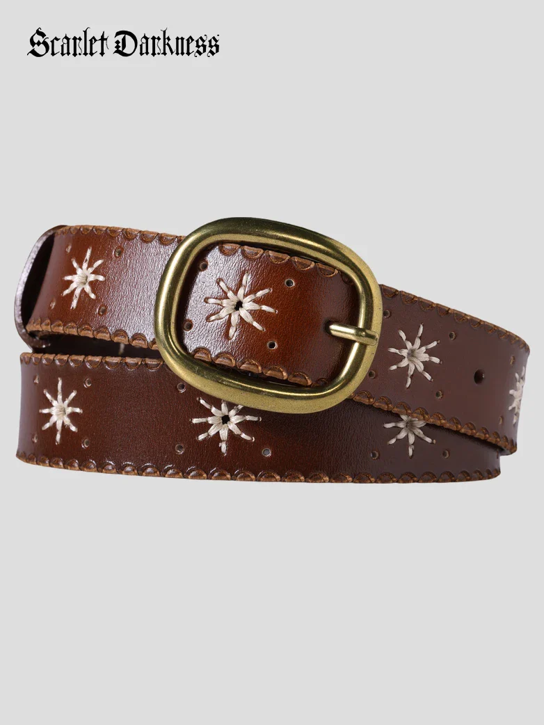 2026 Renaissance Genuine Leather Buckle Waist Belt