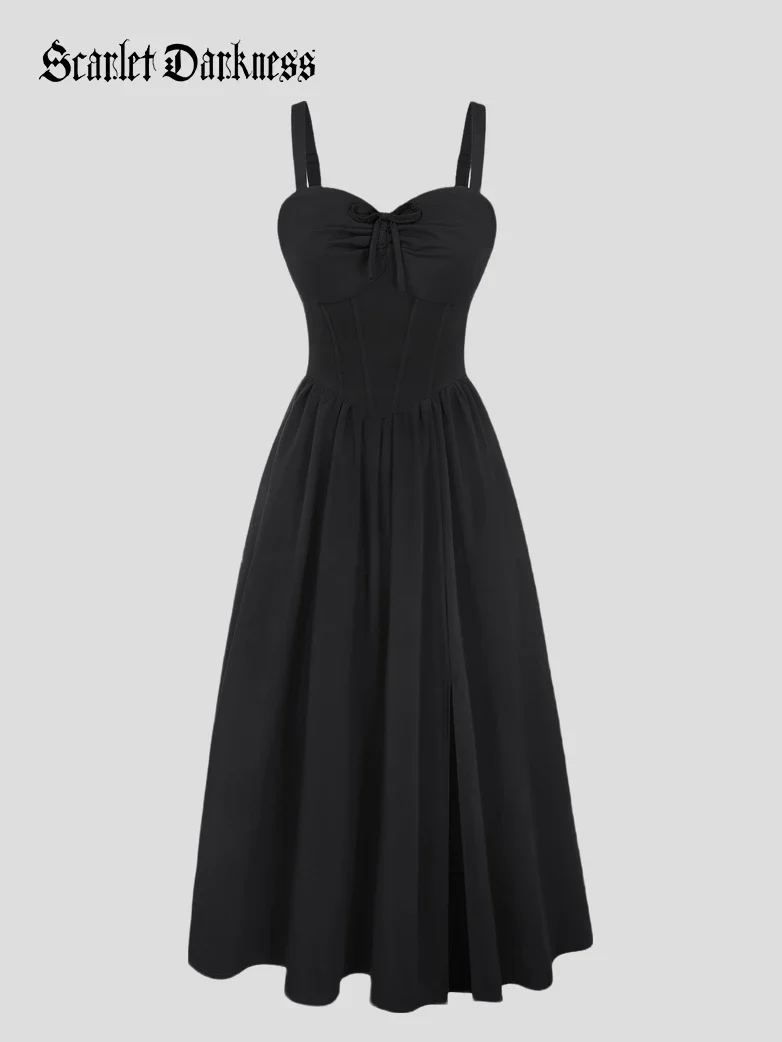 Victorian Slit Corset Party Dress with Pockets