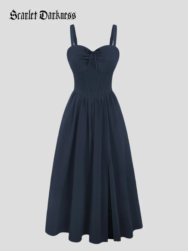 Victorian Slit Corset Party Dress with Pockets - Image 13