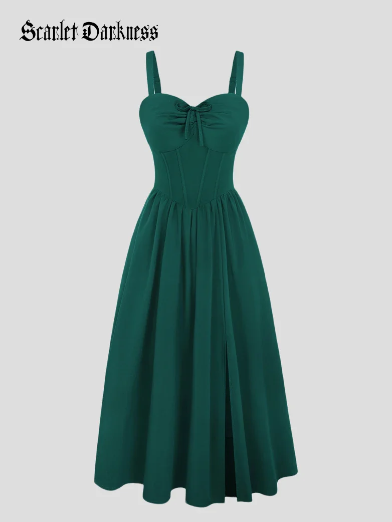 Victorian Slit Corset Party Dress with Pockets - Image 19
