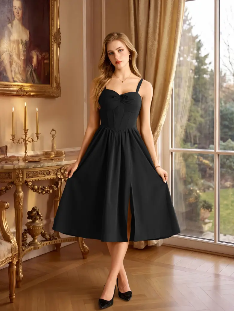 Victorian Slit Corset Party Dress with Pockets - Image 2