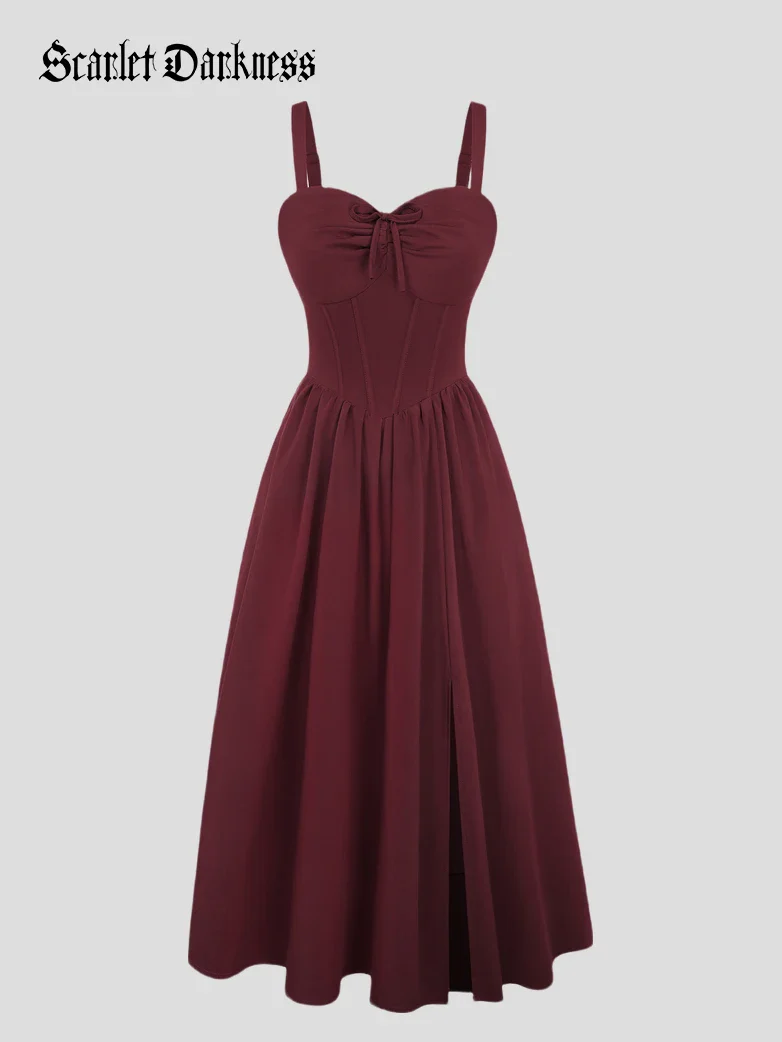 Victorian Slit Corset Party Dress with Pockets - Image 7