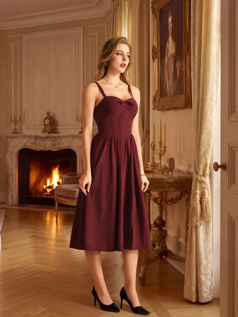 Victorian Slit Corset Party Dress with Pockets - Image 9