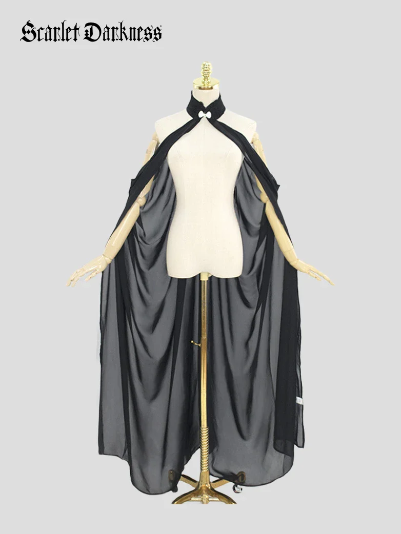 Rhinestone Bow Renaissance Stand Collar Chiffon Cape - Image 7