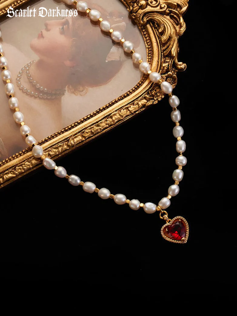Victorian Pearl Garnet Necklace