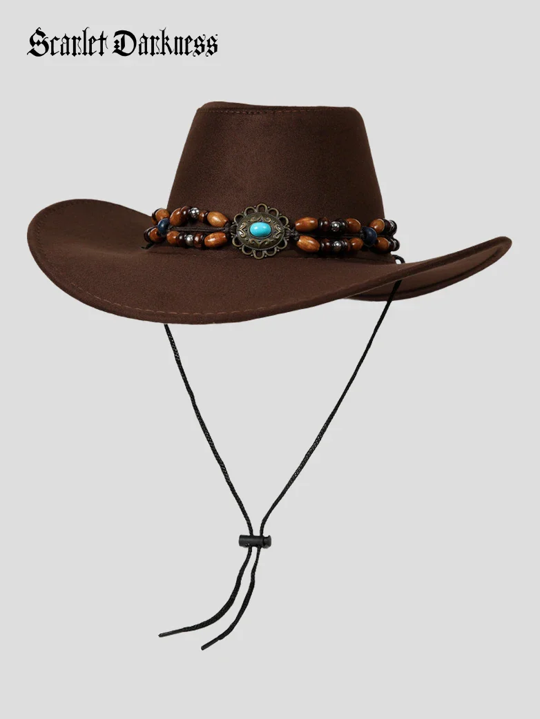 Cowboy Western Leather Hat - Image 6