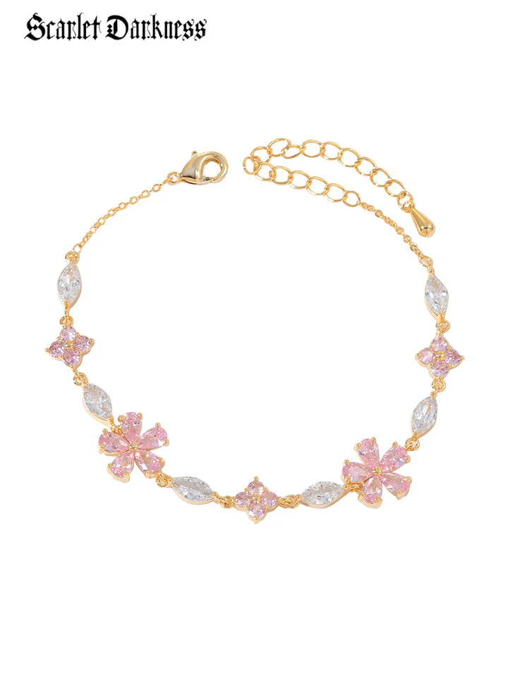 Dainty Pink Flower Bracelet