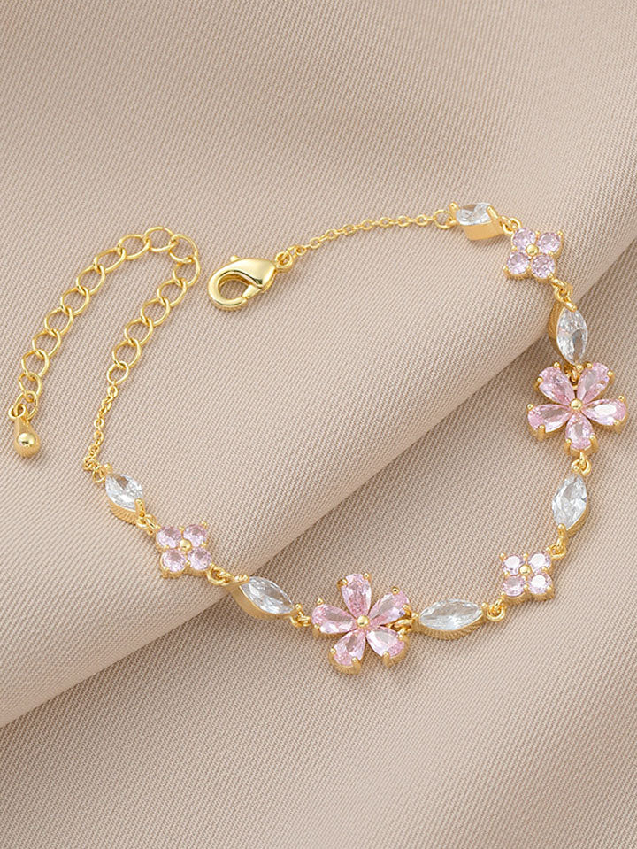Dainty Pink Flower Bracelet - Image 3