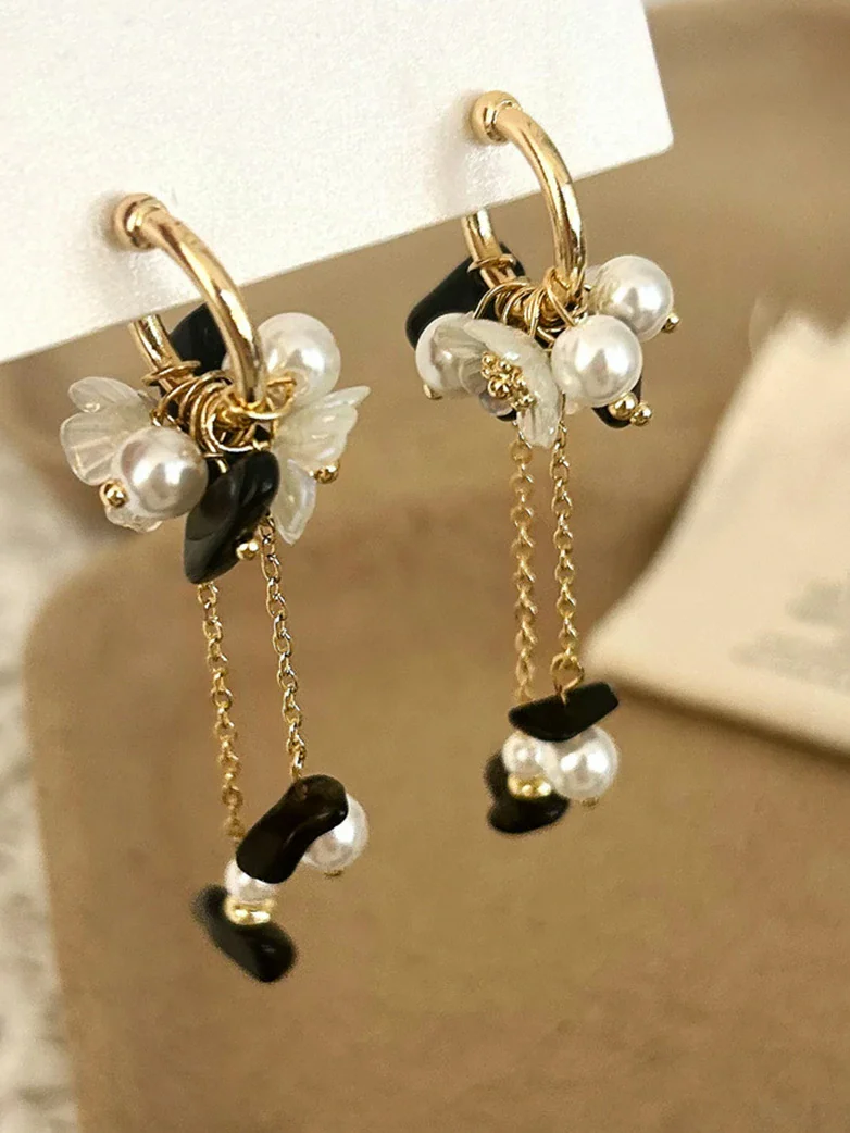 Vintage Tassel Flower Earrings - Image 2