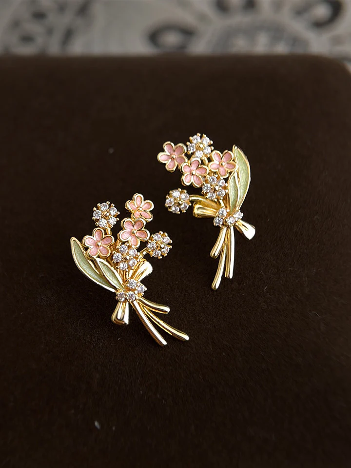 Enamel Drip-Glaze Hand-Painted Flower Earrings - Image 2
