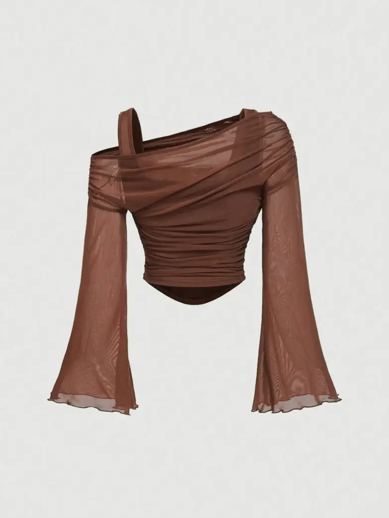Gothic Mesh Asymmetrical Ruffled Long-Sleeve Shirt - Image 7
