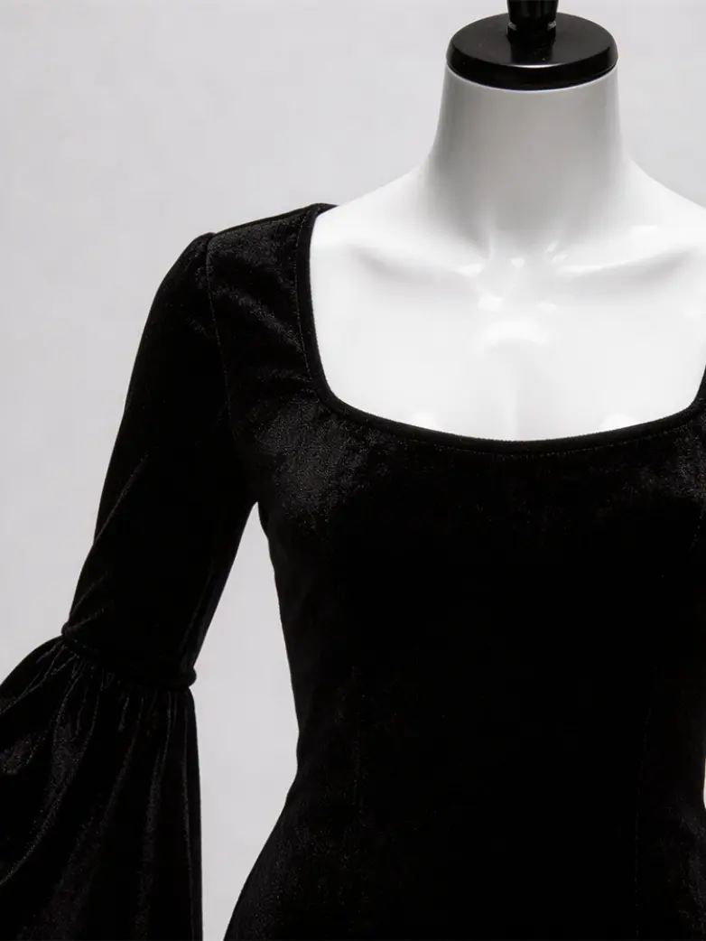 Gothic Velvet Bat Sleeve Mermaid Maxi Dress - Image 5