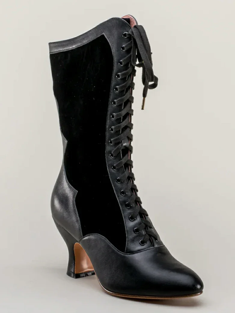 Gothic Velvet Leather Boots