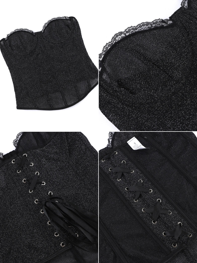 Gothic Victorian Lace Corset Bustier Top - Image 16