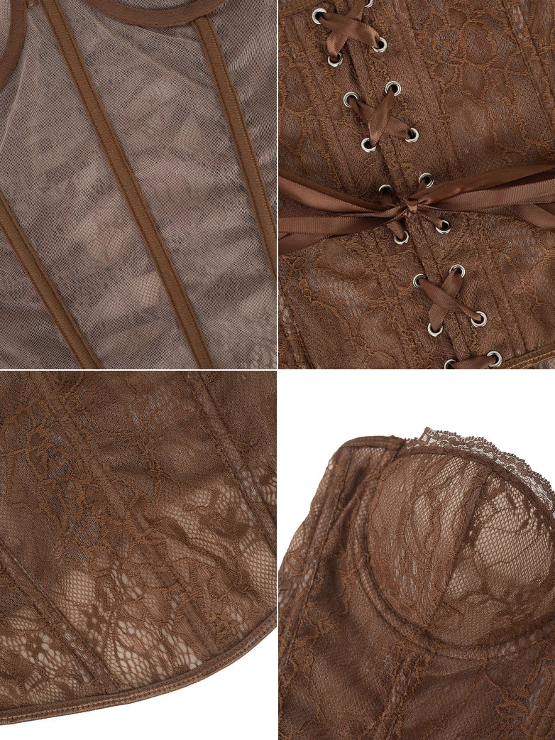 Gothic Victorian Lace Corset Bustier Top - Image 3
