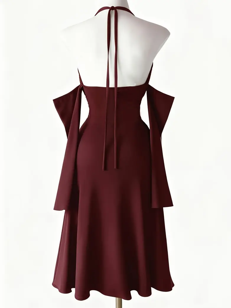 Gothic Vintage Long Sleeve Halter Maxi Dress - Image 5