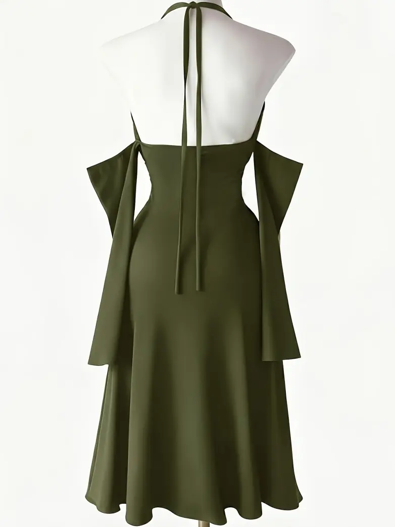 Gothic Vintage Long Sleeve Halter Maxi Dress - Image 8