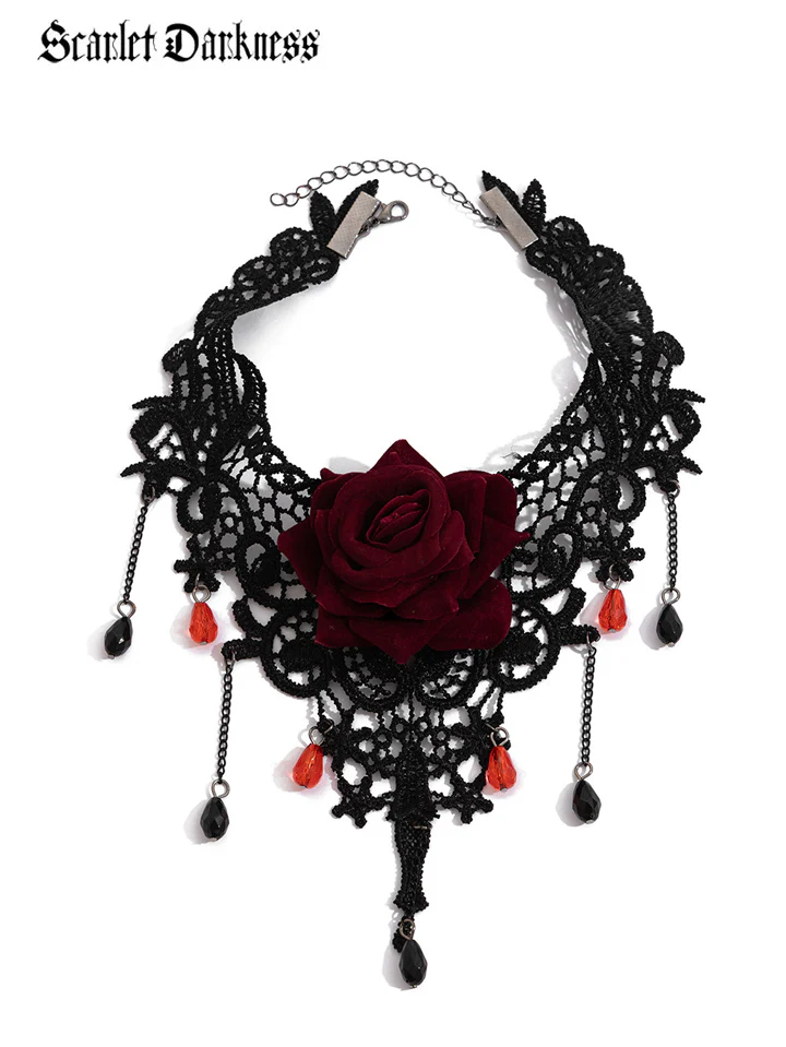 Halloween Gothic Rose Necklace - Image 2