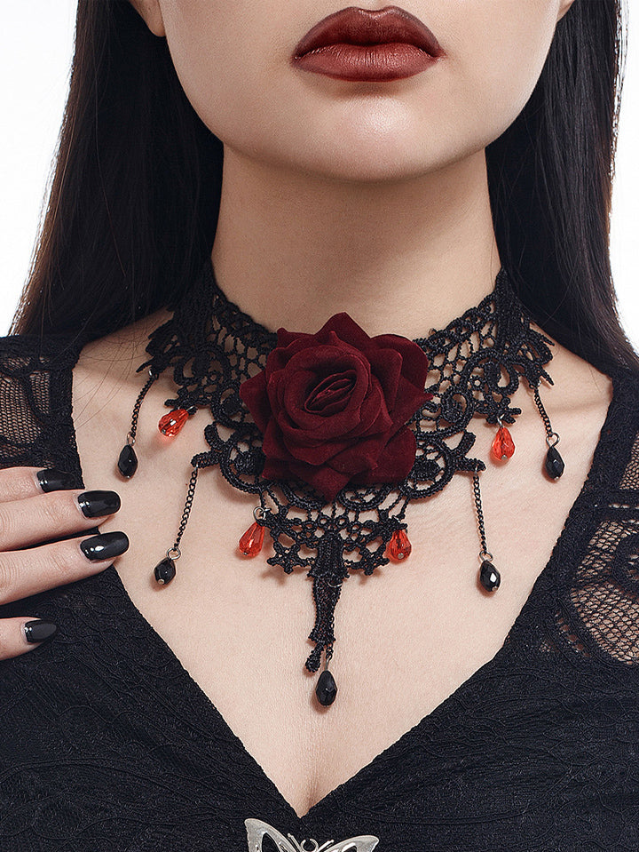 Halloween Gothic Rose Necklace - Image 3