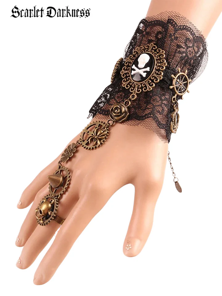 Steampunk Skull Lace Bracelet