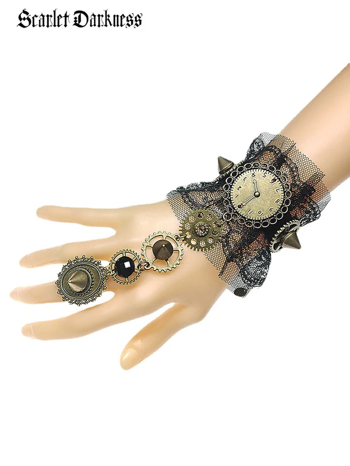 Steampunk Skull Lace Bracelet - Image 4