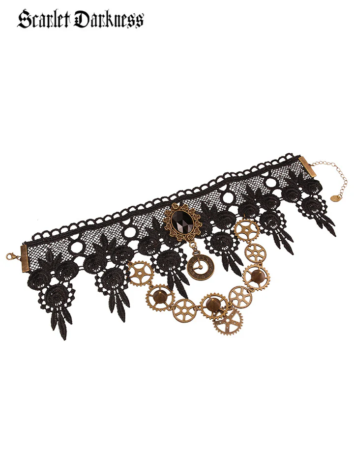 Steampunk Gear Lace Chocker - Image 3