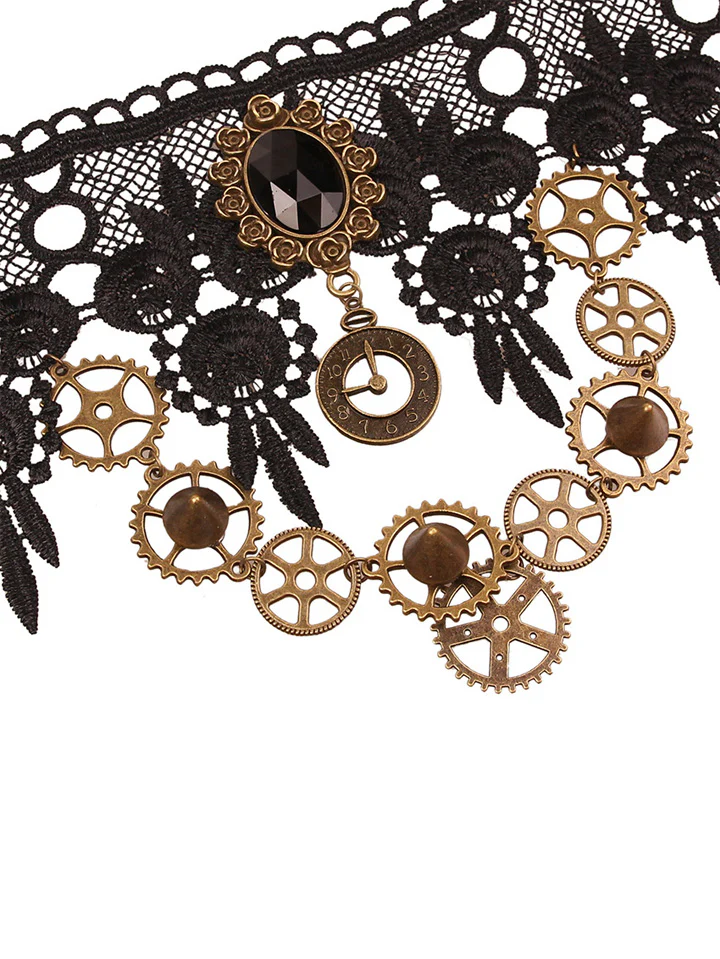 Steampunk Gear Lace Chocker - Image 4