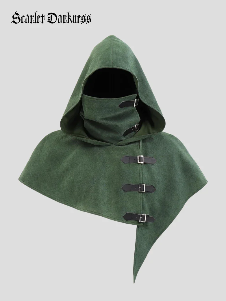 Medieval Hooded Cowl with Buckle Straps