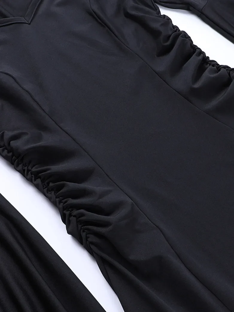 Morticia Addams Gothic Bat Sleeve Maxi Bodycon Dress - Image 9