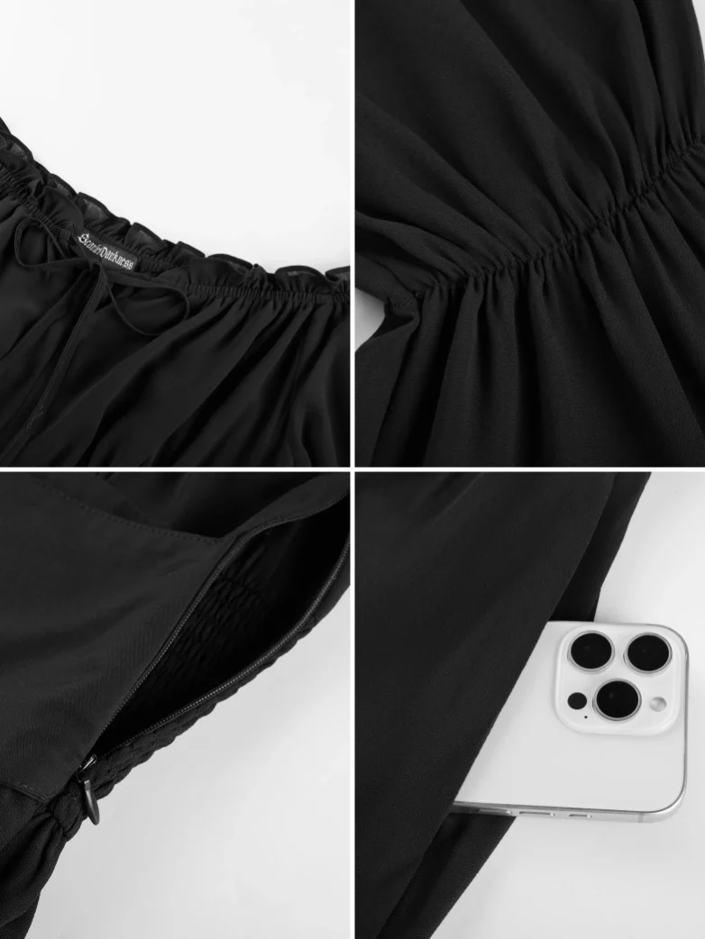 Renaissance Fantasy Fairy Off Shoulder Belted Dress With Pockets - Image 12