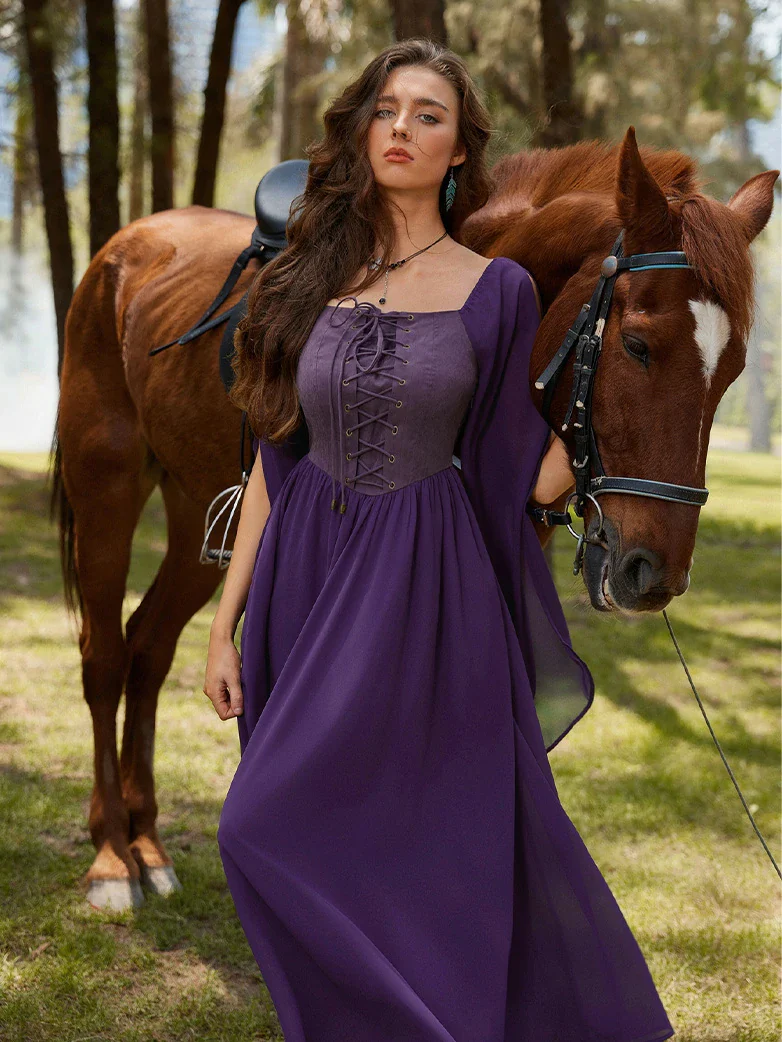 Renaissance Corset Dress Slit Sleeve Pocket Dress - Image 10