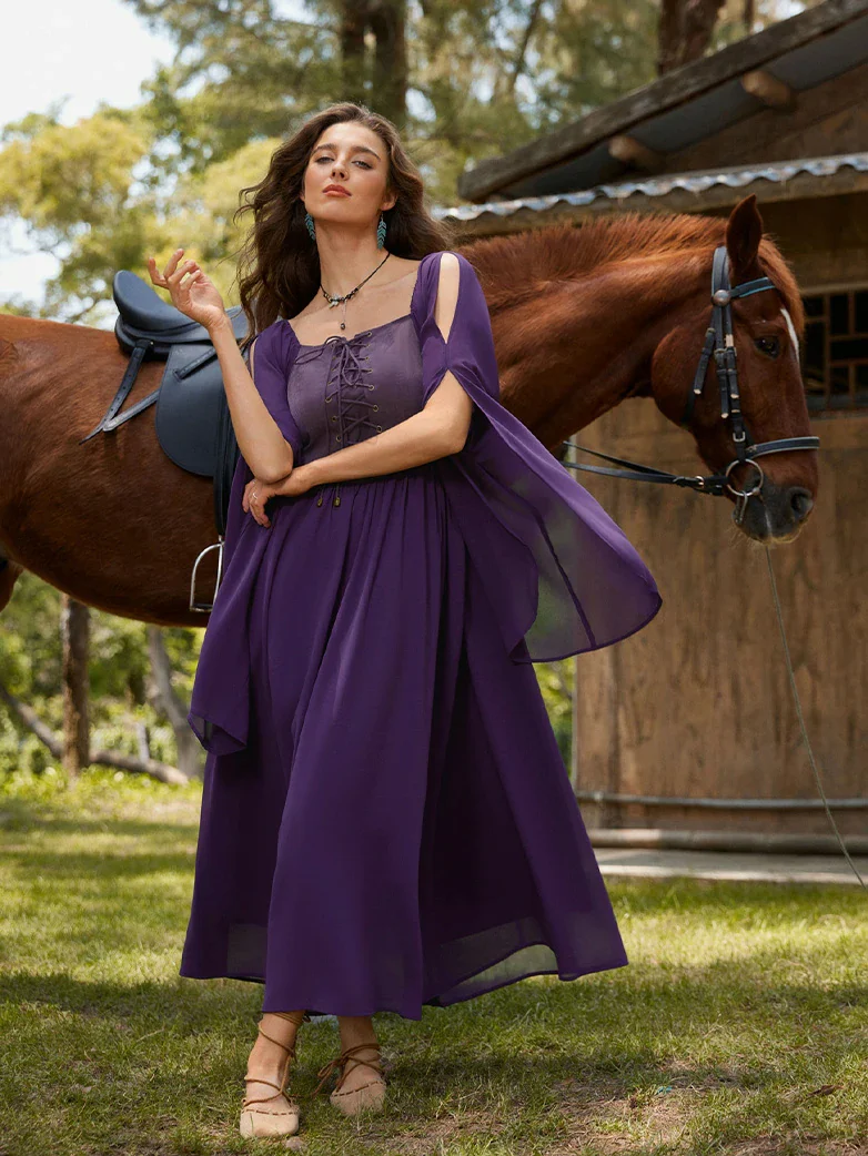 Renaissance Corset Dress Slit Sleeve Pocket Dress - Image 11