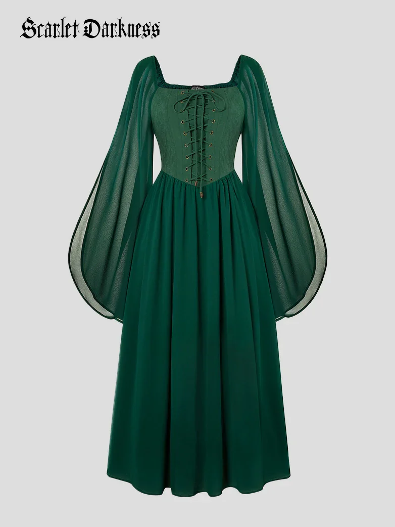 Renaissance Corset Dress Slit Sleeve Pocket Dress - Image 14
