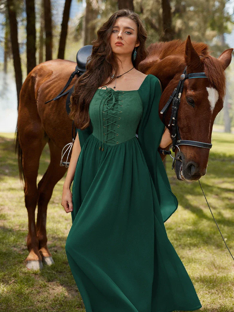 Renaissance Corset Dress Slit Sleeve Pocket Dress - Image 17