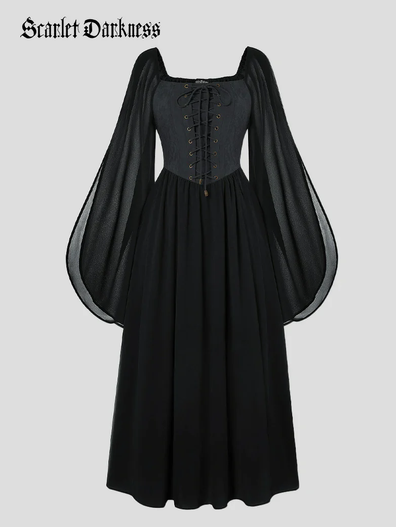 Renaissance Corset Dress Slit Sleeve Pocket Dress - Image 19
