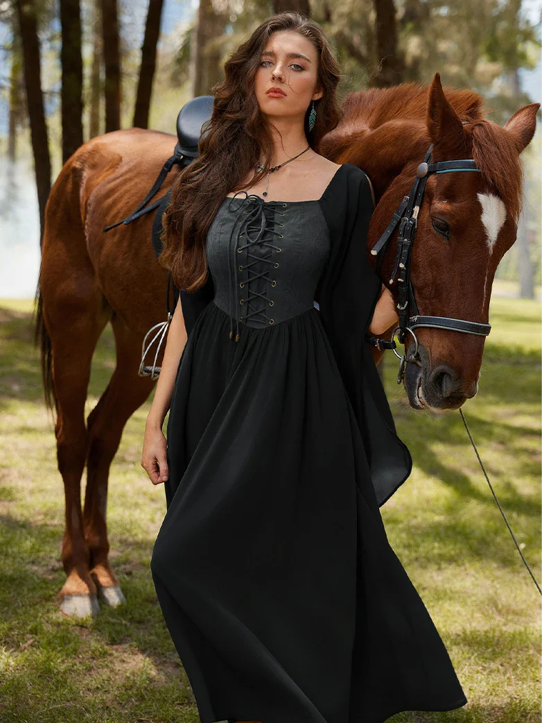 Renaissance Corset Dress Slit Sleeve Pocket Dress - Image 22