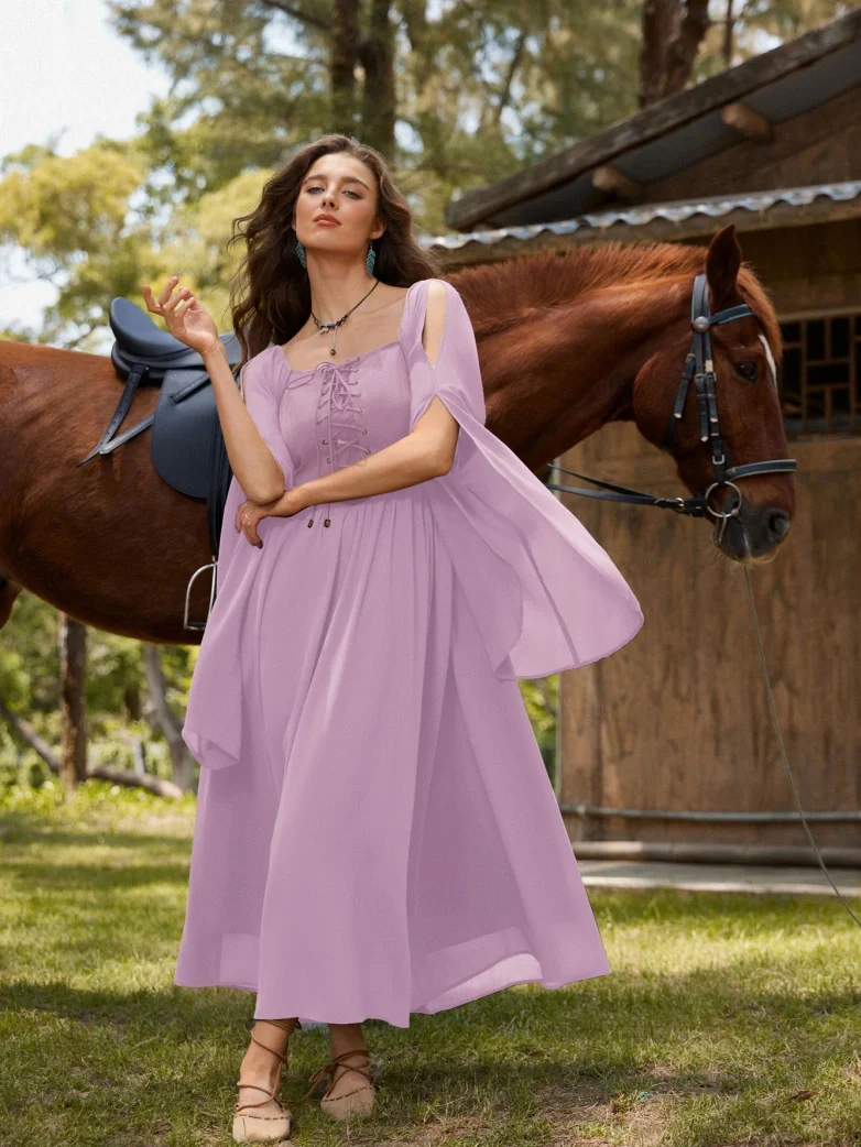 Renaissance Corset Dress Slit Sleeve Pocket Dress - Image 45
