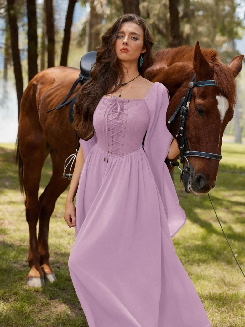 Renaissance Corset Dress Slit Sleeve Pocket Dress - Image 46